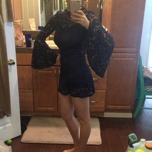 Navy Blue Lace Romper